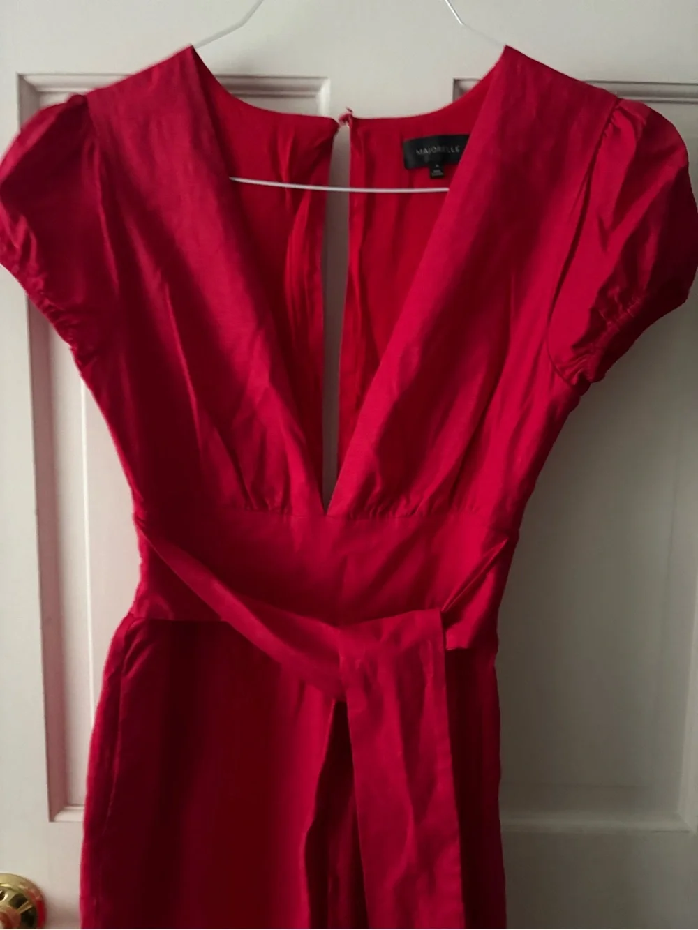 MAJORELLE Red Deep-V Tie-Waist Jumpsuit